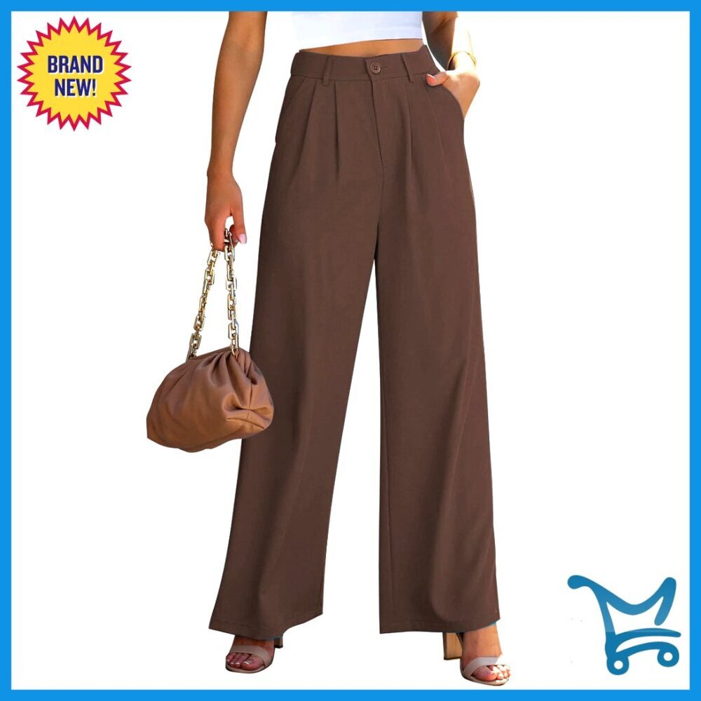 Wide Leg Dress Pants High Waisted Business Casual Office Trousers Flowy